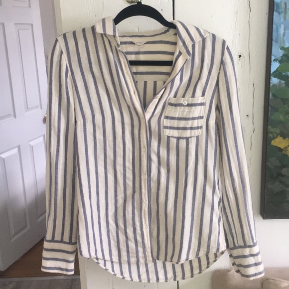 Size 0 button down striped shirt from j crew - Picture 1 of 3